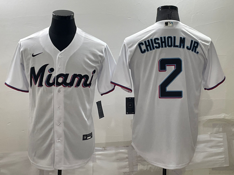 Men's Miami Marlins Jazz Chisholm Jr. #2 White Baseball Jersey